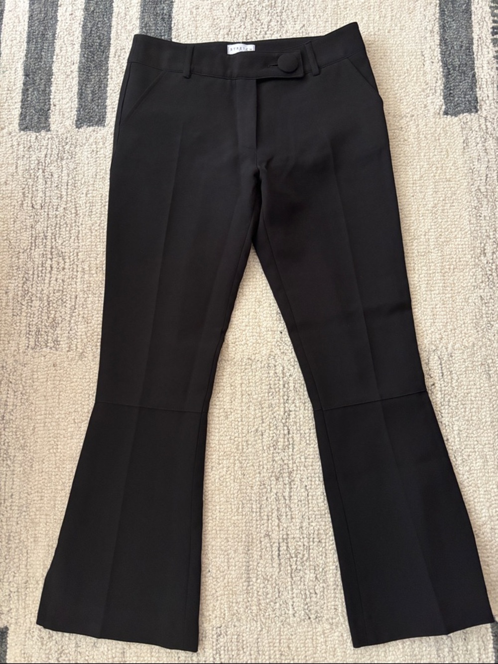 Black Stretch Dress Pants Covered Button Waistband